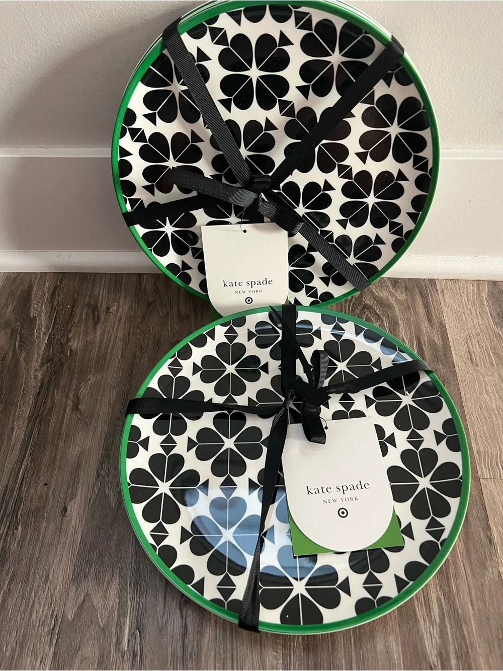 kate spade Black, White & Green Floral Ceramic Dinner Plates - Set of 2
